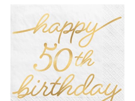 50th Golden Age Birthday Hot-Stamped Beverage Napkins 16pcs For Discount