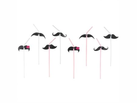 Moustache Drinking Straws 8pcs Online now