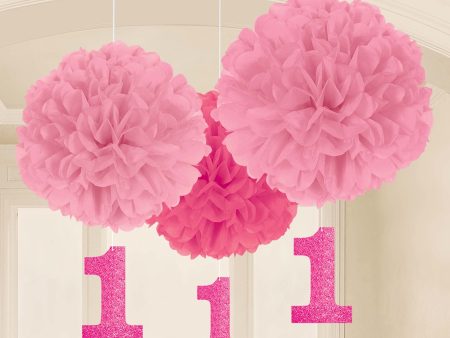 1st Birthday Pink Fluffy Dangler Hot on Sale