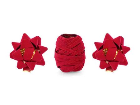 Red Velor Ribbons and Rosettes Mix 3pcs Discount