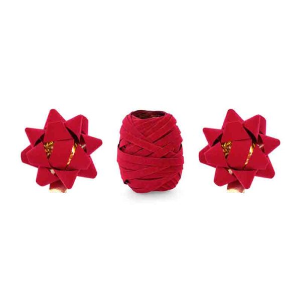 Red Velor Ribbons and Rosettes Mix 3pcs Discount