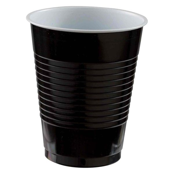 Jet Black Plastic Cups 18oz, 20pcs Sale