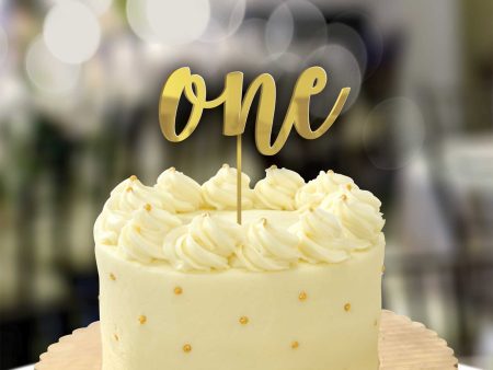 1st Birthday Gold Mirror Cake Topper on Sale