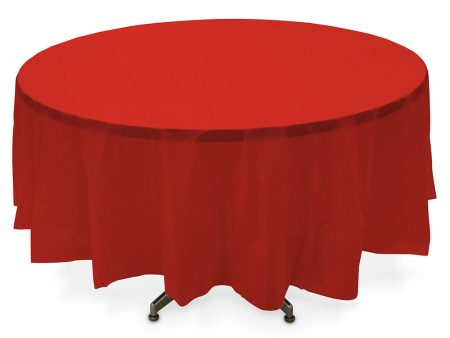 Apple Red Plastic Round Table Cover 84in Hot on Sale