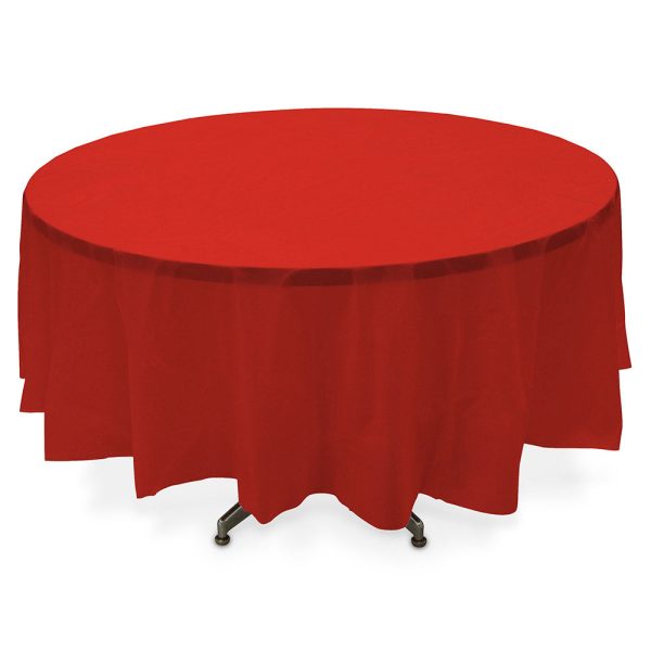 Apple Red Plastic Round Table Cover 84in Hot on Sale