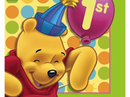 Pooh s 1st Birthday Beverage Tissues 16pcs on Sale