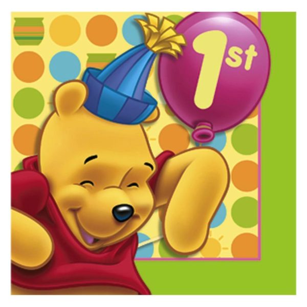 Pooh s 1st Birthday Beverage Tissues 16pcs on Sale