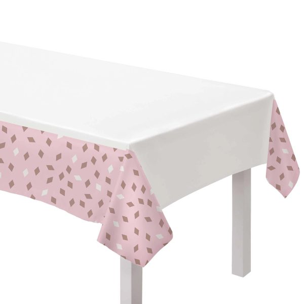 Blush Birthday Table Cover Plastic For Discount