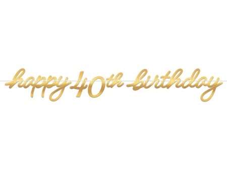 40th Golden Age Birthday Letter Banner Foil Board & Ribbon Hot on Sale