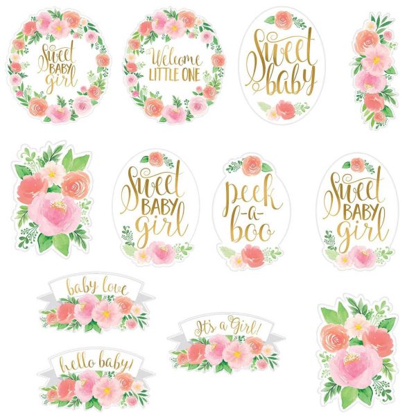 Baby Shower - Floral Baby Girl Cutouts 12pcs Online Sale