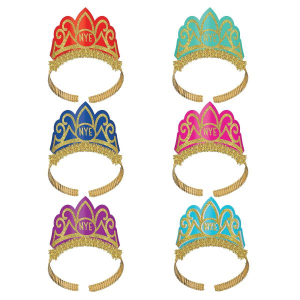 New Year Paper & Foil Tiara Multi Color 6pcs For Sale