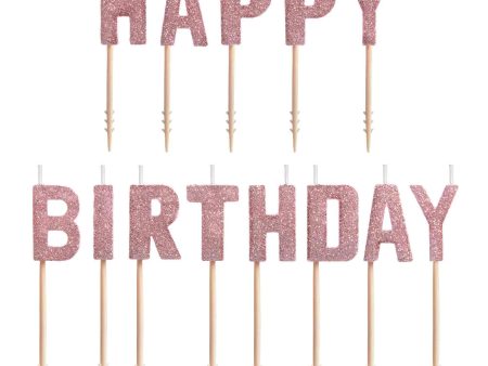 Blush Birthday Glitter Pick Candles 13pcs Cheap