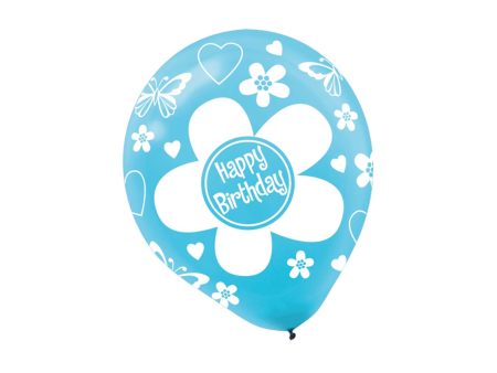 Birthday Flower Assorted Latex Balloon 12in, 20pcs Online