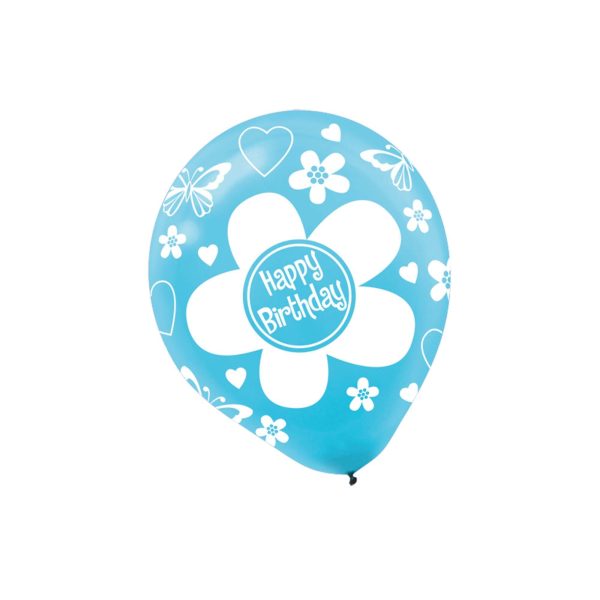 Birthday Flower Assorted Latex Balloon 12in, 20pcs Online