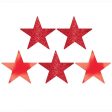 Apple Red Star Glitter and Foil Cutout 5in 5pcs on Sale