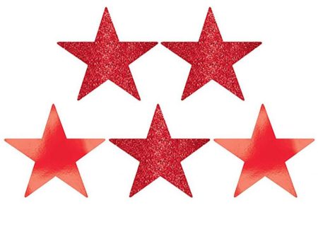 Apple Red Star Glitter and Foil Cutout 5in 5pcs on Sale