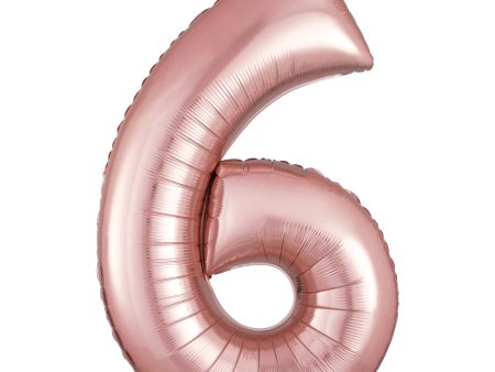 Rose Gold Number 6 SuperShape Foil Balloon 55x86cm Hot on Sale