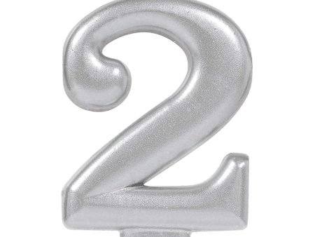 #2 Silver Numeral Metallic Candle For Sale