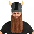 Adult Viking Hat With Beard Hot on Sale