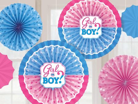 Baby Shower - Girl Or Boy? Paper Fan Decorations 6pcs Online Sale