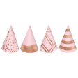 Blush Birthday Mini Cone Hats 12pcs Online now