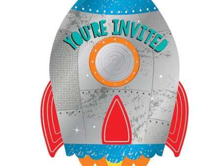 Blast Off Birthday Postcard Invitations 8pcs Fashion