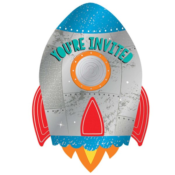 Blast Off Birthday Postcard Invitations 8pcs Fashion