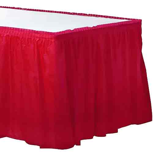 Apple Red Plastic Table Skirt For Sale