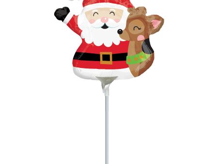 Santa & Reindeer Mini Shape Foil Balloon 25x22cm For Sale