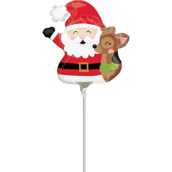 Santa & Reindeer Mini Shape Foil Balloon 25x22cm For Sale