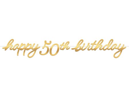 50th Golden Age Birthday Letter Banner Foil Board & Ribbon on Sale