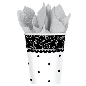 Black & White Wedding Cups 9oz on Sale