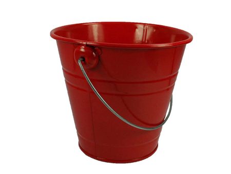 Apple Red Metal Bucket With Handle Discount