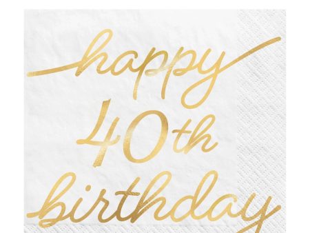 40th Golden Age Birthday Hot-Stamped Beverage Napkins 16pcs Online Hot Sale