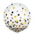 Black, Silver, & Gold Latex Confetti Balloons 24in, 2pcs Supply