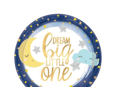 Baby Shower - Twinkle Little Star Metallic Round Paper Plates 7in, 8pcs on Sale