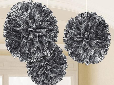 Black Fluffy Decoration Assorted Size 3pcs Fashion