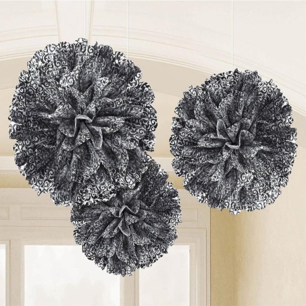 Black Fluffy Decoration Assorted Size 3pcs Fashion