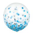 Blue & Silver Latex Confetti Balloons 24in, 2pcs For Sale