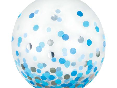 Blue & Silver Latex Confetti Balloons 24in, 2pcs For Sale