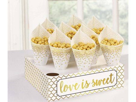 Wedding Snack Cones With Tray 42pcs For Discount