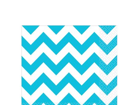 Caribbean Blue Chevron Beverage Tissues 16pcs Online