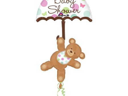 Baby Shower Umbrella And Bear Balloon 24 x 49in Cheap