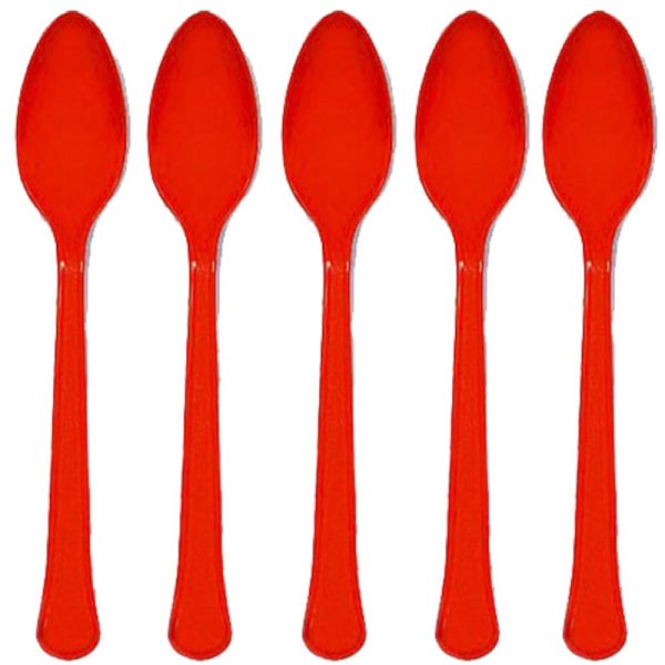 Apple Red Heavy Weight Plastic Spoons 20pcs on Sale