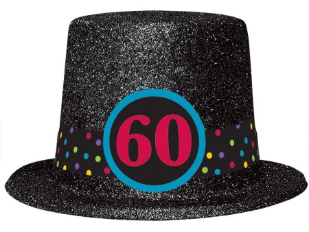 60th Birthday Glitter Top Hat For Sale