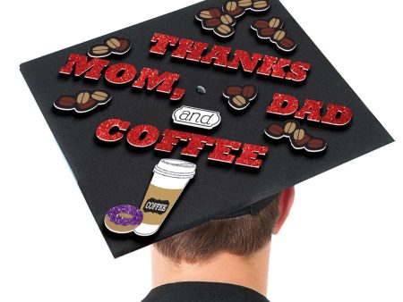 Thanks Mom, Dad & Coffee Grad Cap Decorating Kit Supply