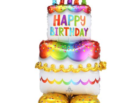 Birthday Cake AirLoonz Large Foil Balloon 68x134cm Online now