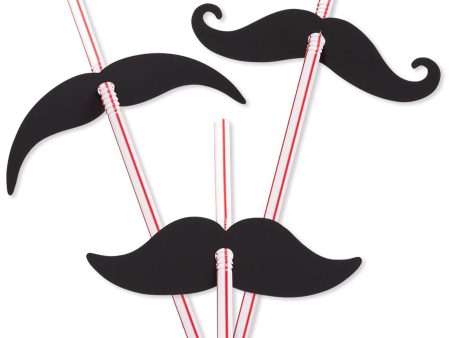 Moustache Straws 9.25in, 12pcs Discount