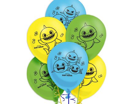 Baby Shark Latex Balloon 12in, 6pcs on Sale