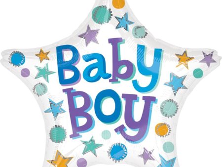 Baby Boy Star Foil Balloon 18in Cheap